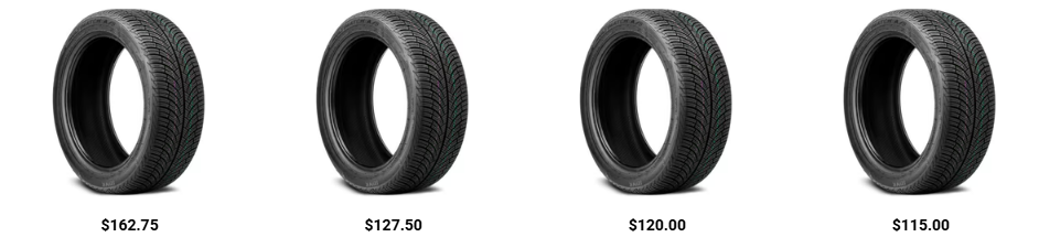Close-up of winter tire tread compared with all-season tire tread for snowy conditions.