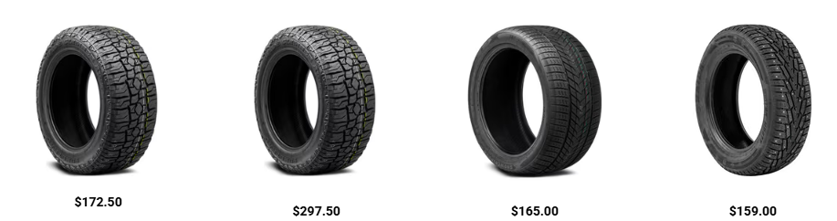 Car tires on snowy road comparing winter tires with all-season tires performance.