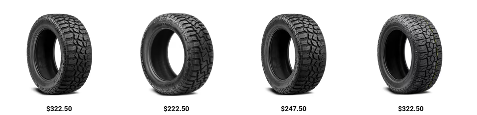 Truck with larger aftermarket tires showing a tire size upgrade that may impact vehicle warranty.