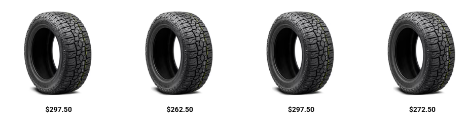 Close-up of winter tire tread designed for driving on icy and snowy Alberta roads.