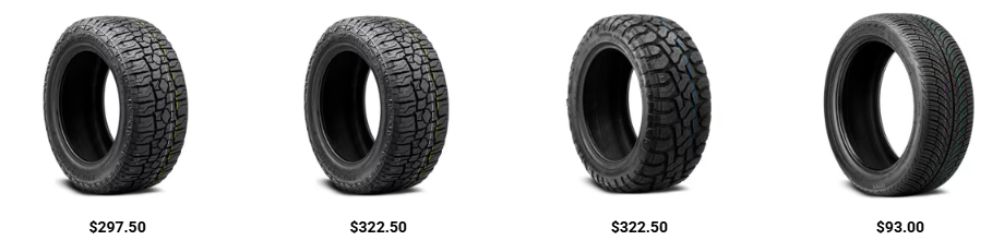 Truck with 35-inch off-road tires installed on stock suspension showing tight wheel well clearance.