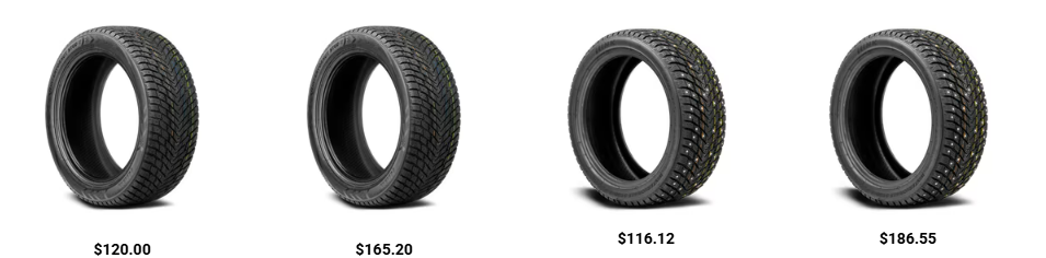 SUV equipped with snow tires driving through winter conditions in Alberta Canada.