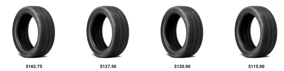Comparison of all-season tire and winter tire tread patterns showing differences in grip and snow performance.