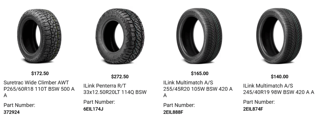 Close-up of tire sidewall showing load index and load range for heavy-duty use.