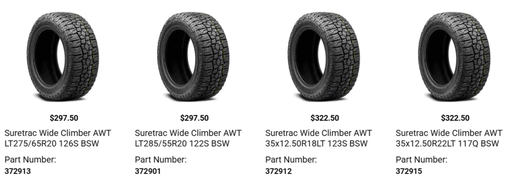 Pickup truck driving on gravel road with all-terrain tires providing traction on loose surfaces.