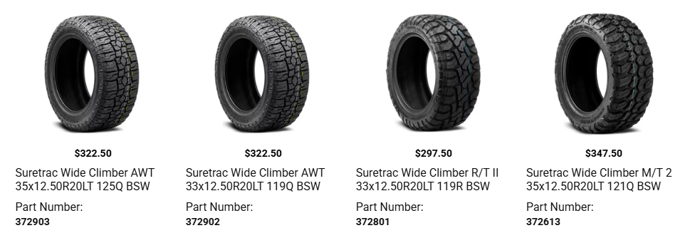 Truck with oversized tires braking on road showing increased stopping distance compared to stock tires.