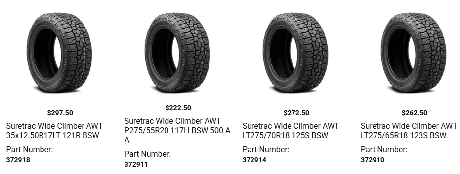 Pickup truck with large off-road tires braking on pavement showing longer stopping distance.