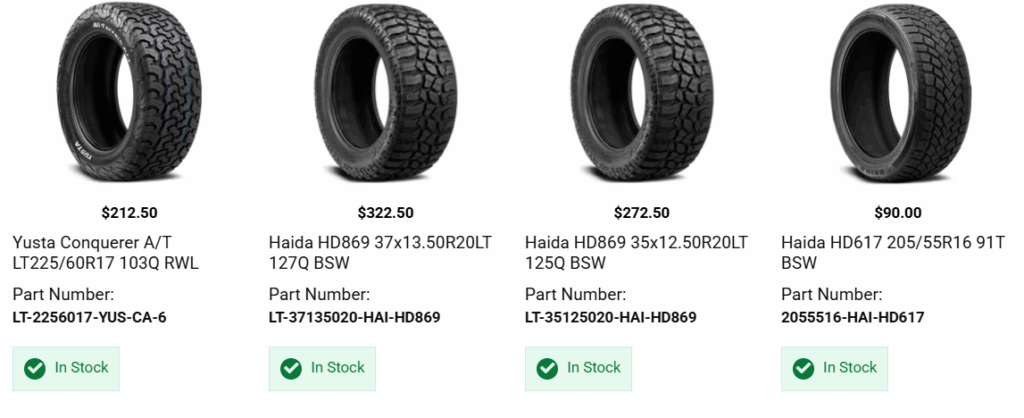 Lifted truck fitted with wider all terrain tires and aftermarket wheels without clearance problems