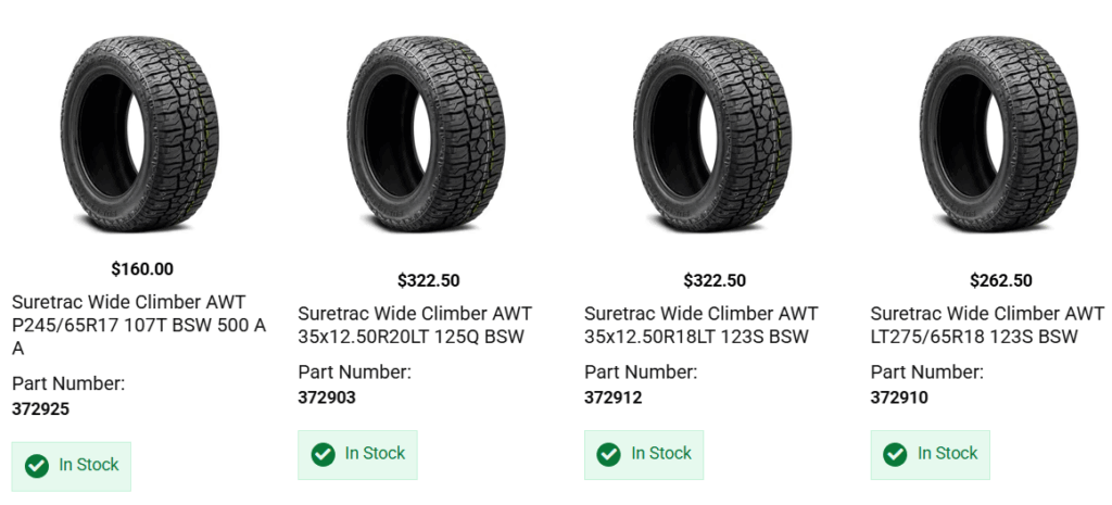 Comparison of top all-terrain tire brands mounted on Ford F-150 trucks