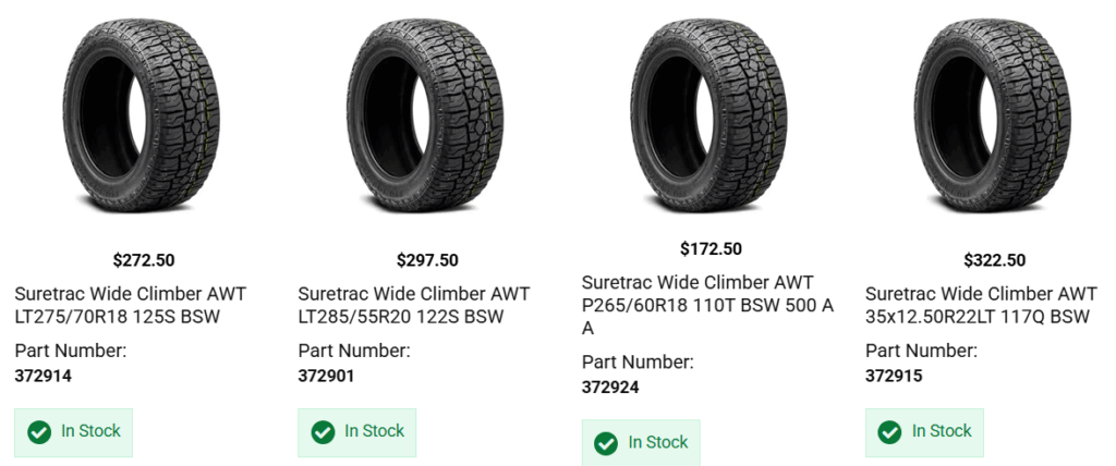 Ford F-150 equipped with all-terrain tires driving through snow in Canada
