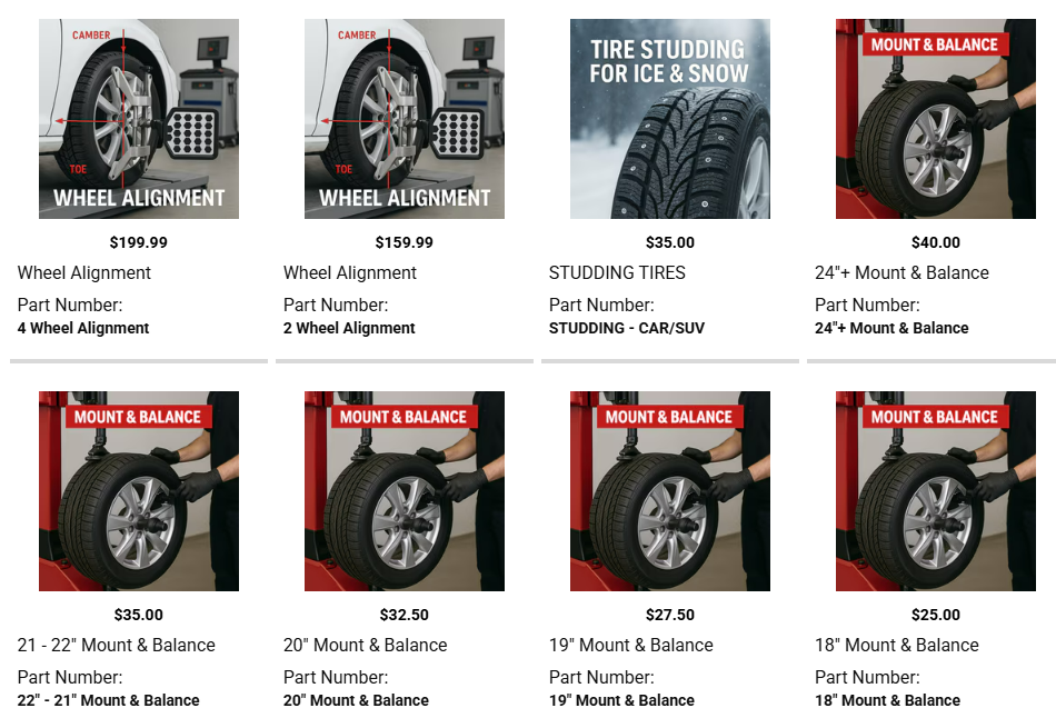 Aftermarket truck wheels displayed on lifted pickup showing different wheel styles and fitments
