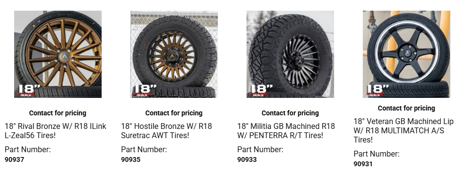 Budget-friendly all-terrain tires mounted on custom truck wheels for lifted pickup