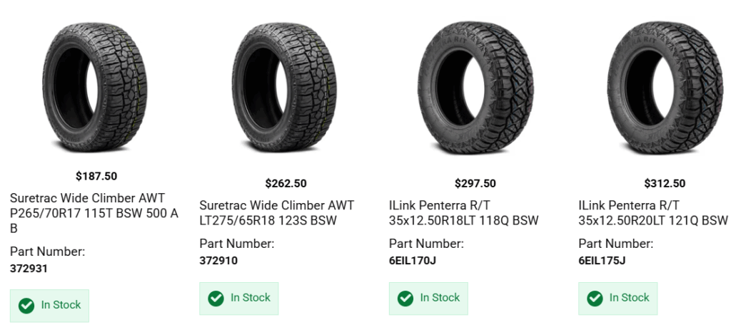 Highway terrain tires installed on truck for smooth summer highway driving